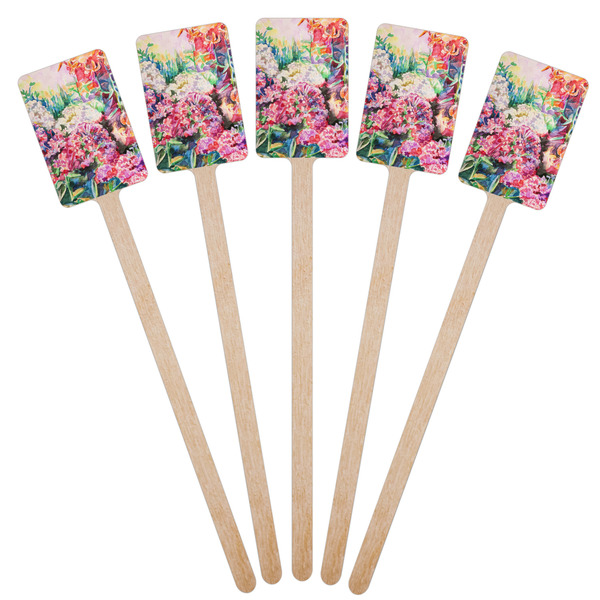 Watercolor Floral Wooden 6.25" Stir Stick - Rectangular - Fan View