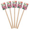 Watercolor Floral Wooden 6.25" Stir Stick - Rectangular - Fan View