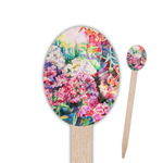Watercolor Floral Oval Wooden Food Picks