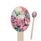 Watercolor Floral Wooden Food Pick - Oval - Closeup
