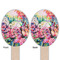 Watercolor Floral Wooden Food Pick - Oval - Double Sided - Front & Back