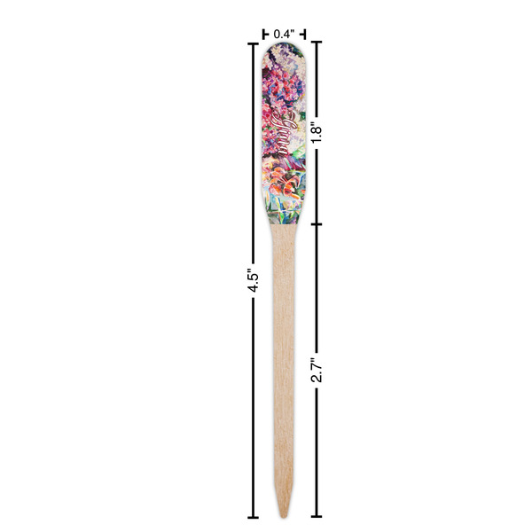 Watercolor Floral Wooden Food Pick - Paddle - Dimensions