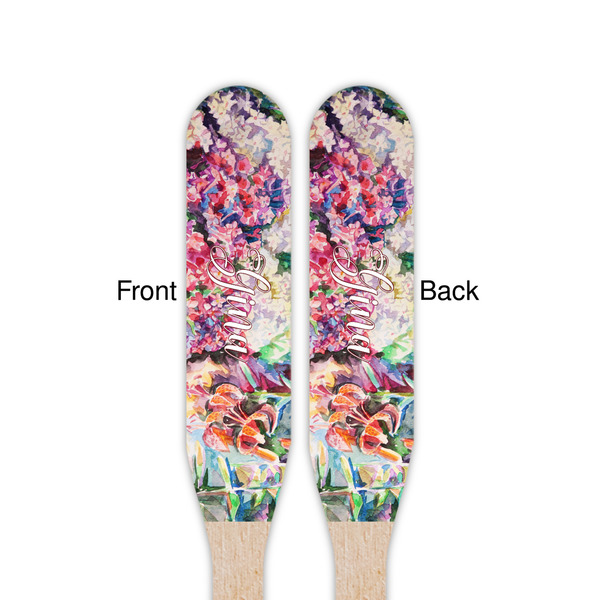 Watercolor Floral Wooden Food Pick - Paddle - Double Sided - Front & Back