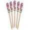 Watercolor Floral Wooden Food Pick - Paddle - Fan View