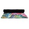 Watercolor Floral Yoga Mat Rolled up Black Rubber Backing