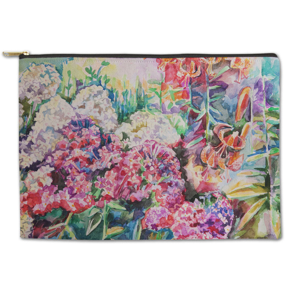 Custom Watercolor Floral Zipper Pouch - Large - 12.5"x8.5"