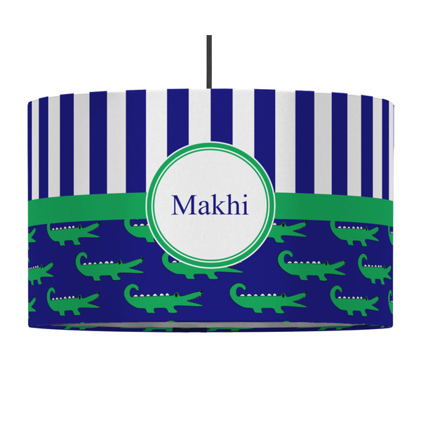 Alligators & Stripes 12" Drum Lampshade - PENDANT (Fabric)