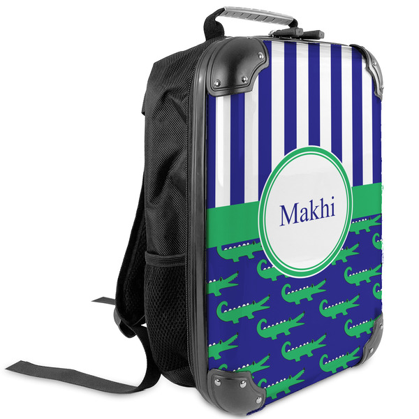 Custom Alligators & Stripes Kids Hard Shell Backpack (Personalized)