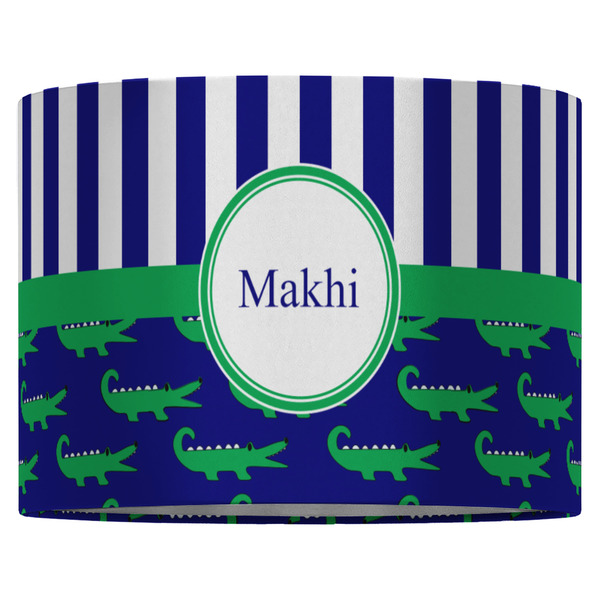 Alligators & Stripes 16" Drum Lampshade - FRONT (Fabric)