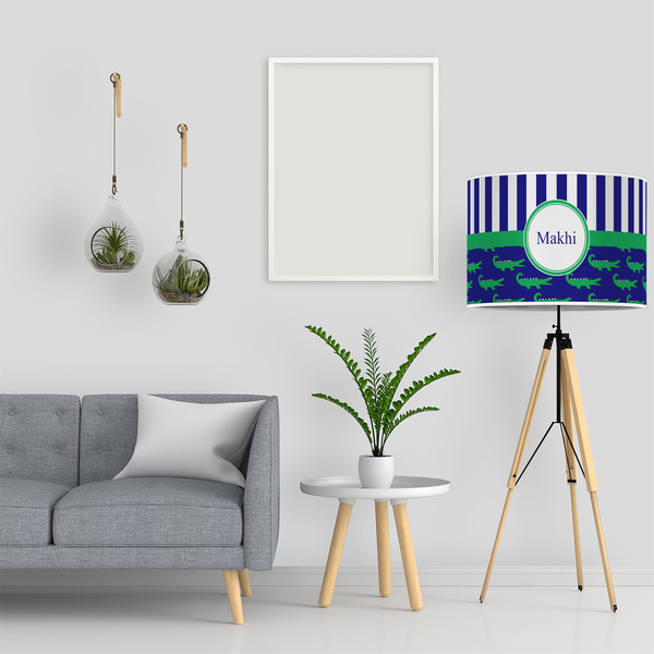 Alligators & Stripes 16" Drum Lampshade - LIFESTYLE