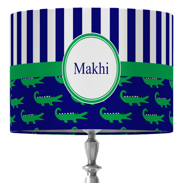 Custom Alligators & Stripes 16" Drum Lamp Shade - Fabric (Personalized)