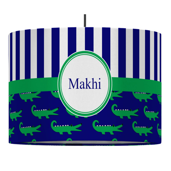 Alligators & Stripes 16" Drum Lampshade - PENDANT (Fabric)