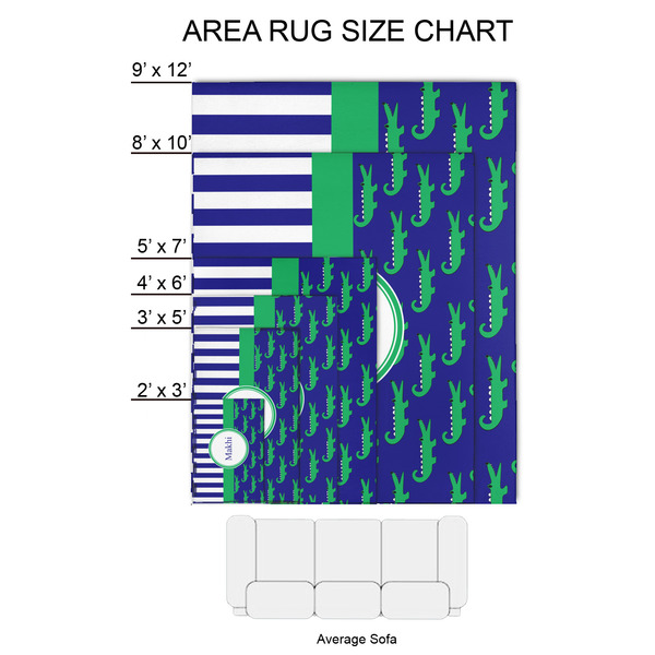 Alligators & Stripes 2'x3' Indoor Area Rugs - Size Chart