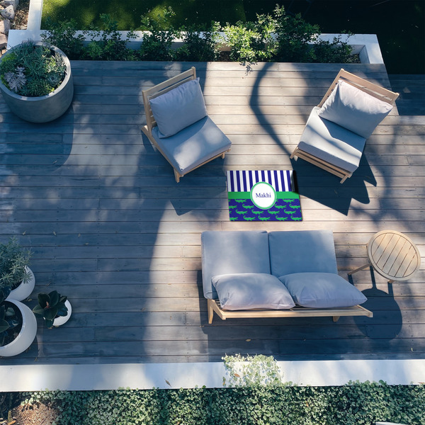 Alligators & Stripes 2'x3' Patio Rug - In Context