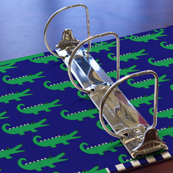 Alligators & Stripes 3 Ring Binders - Full Wrap - 3" - DETAIL