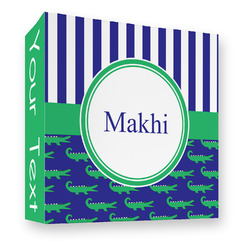 Alligators & Stripes 3 Ring Binder - Full Wrap - 3" (Personalized)