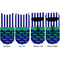 Alligators & Stripes Adult Ankle Socks - Double Pair - Front and Back - Apvl