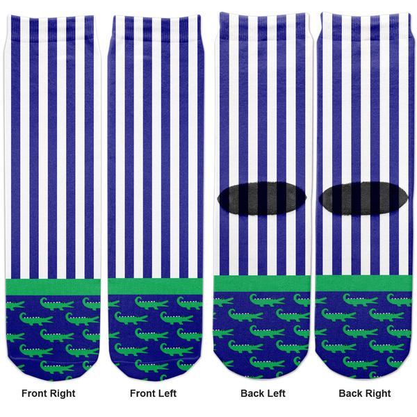 Alligators & Stripes Adult Crew Socks - Double Pair - Front and Back - Apvl
