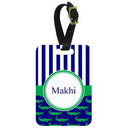 Alligators & Stripes Metal Luggage Tag w/ Name or Text