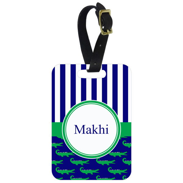 Custom Alligators & Stripes Metal Luggage Tag w/ Name or Text