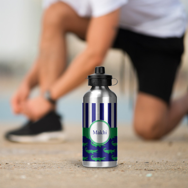 Alligators & Stripes Aluminum Water Bottle - Silver LIFESTYLE
