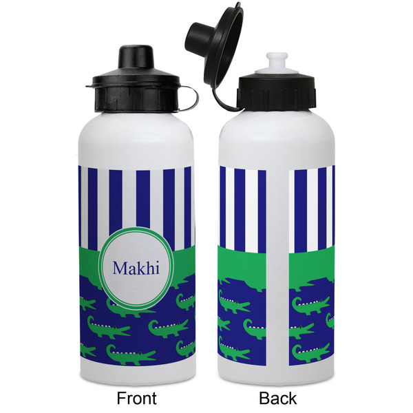 Alligators & Stripes Aluminum Water Bottle - White APPROVAL