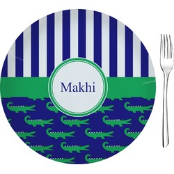 Alligators & Stripes Glass Appetizer / Dessert Plate 8" (Personalized)