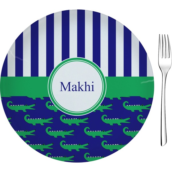 Custom Alligators & Stripes Glass Appetizer / Dessert Plate 8" (Personalized)