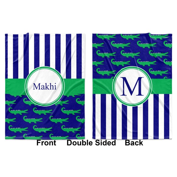 Alligators & Stripes Baby Blanket (Double Sided - Printed Front and Back)