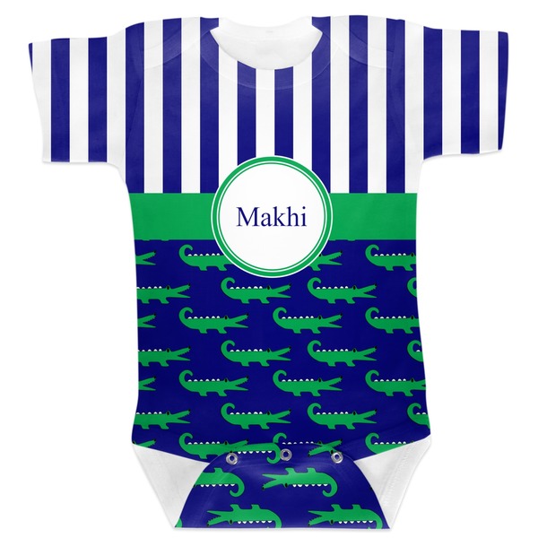 Custom Alligators & Stripes Baby Bodysuit (Personalized)