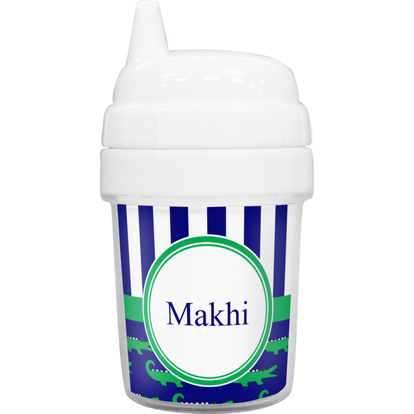 Custom Alligators & Stripes Baby Sippy Cup (Personalized)