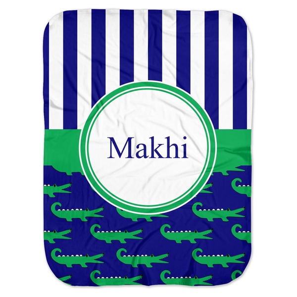 Custom Alligators & Stripes Baby Swaddling Blanket (Personalized)