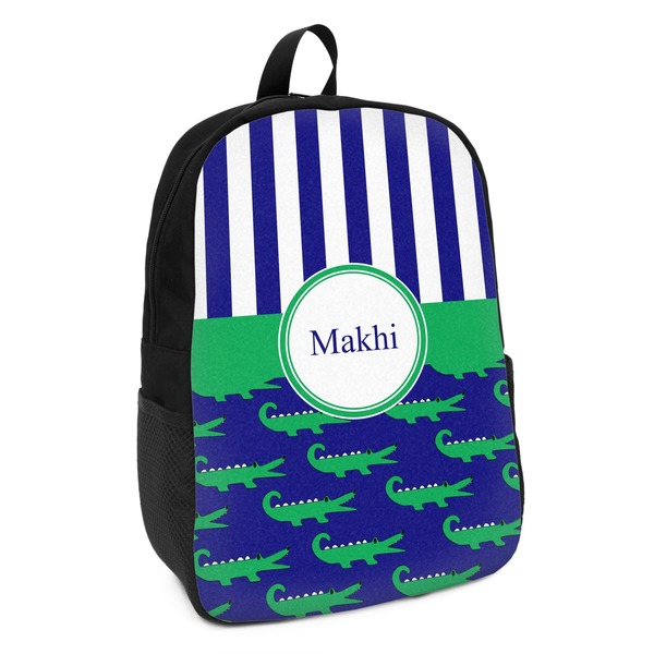 Custom Alligators & Stripes Kids Backpack (Personalized)