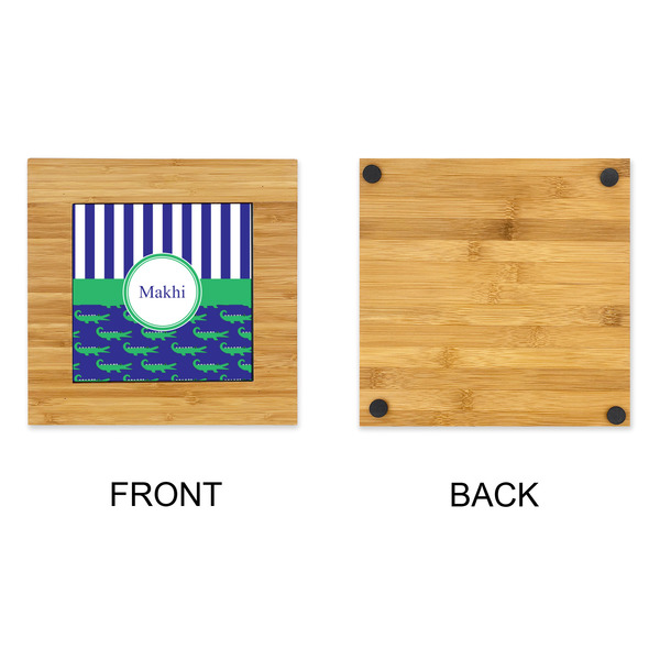 Alligators & Stripes Bamboo Trivet with 6" Tile - APPROVAL