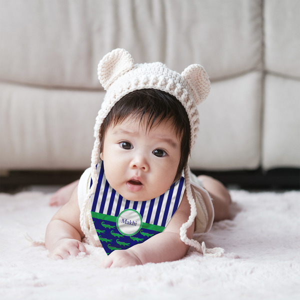 Alligators & Stripes Bandana Bib - (Lifestyle 2 girl)