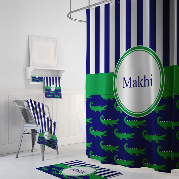 Alligators & Stripes Bath Towel Sets - 3-piece - In Context