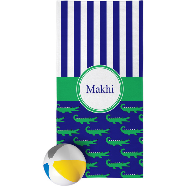 Custom Alligators & Stripes Beach Towel (Personalized)