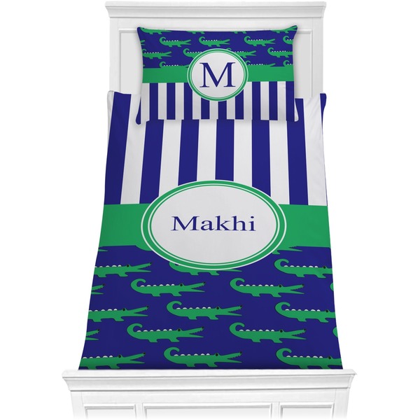 Custom Alligators & Stripes Comforter Set - Twin XL (Personalized)