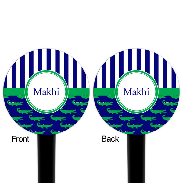 Alligators & Stripes Black Plastic 4" Food Pick - Round - Double Sided - Front & Back
