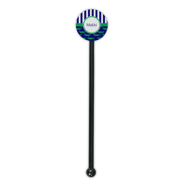 Alligators & Stripes Black Plastic 5.5" Stir Stick - Round - Single Stick