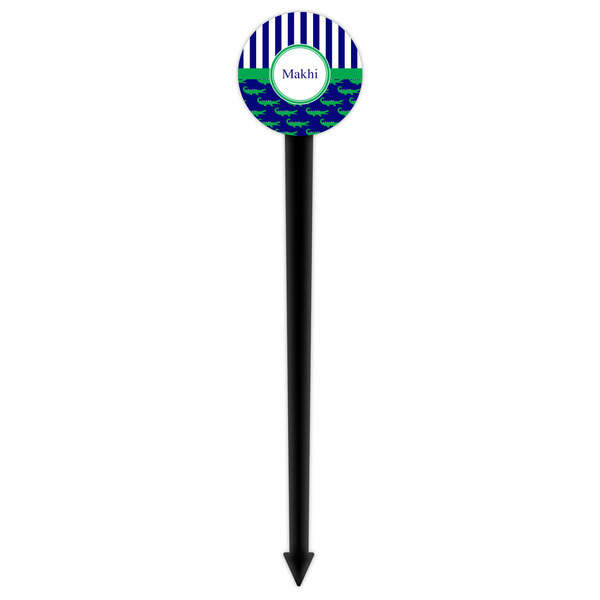 Alligators & Stripes Black Plastic 6" Food Pick - Round - Single Pick