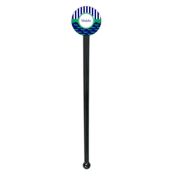Alligators & Stripes Black Plastic 7" Stir Stick - Round - Single Stick