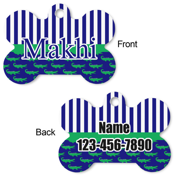 Alligators & Stripes Bone Shaped Dog ID Tag - Large - Approval
