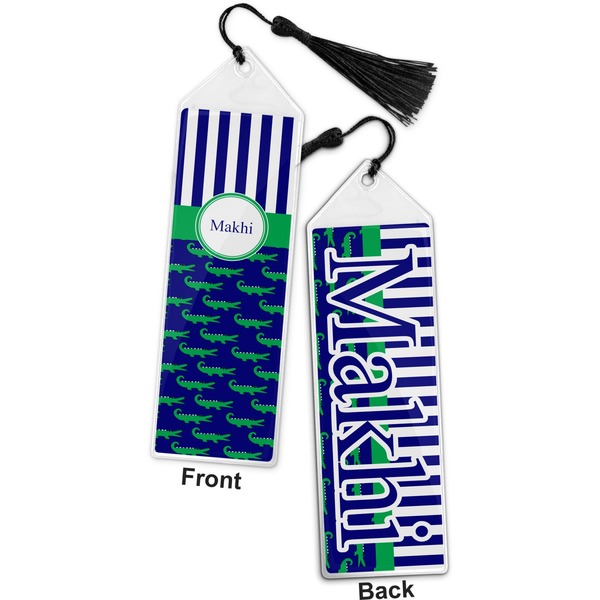 Alligators & Stripes Bookmark with tassel - Front and Back