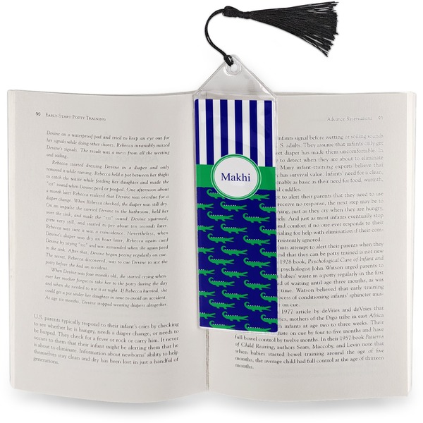 Alligators & Stripes Bookmark with tassel - In book