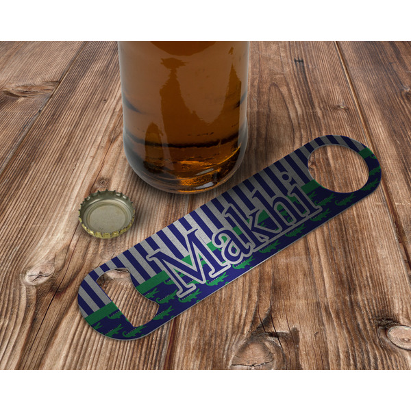 Alligators & Stripes Bottle Opener - In Use
