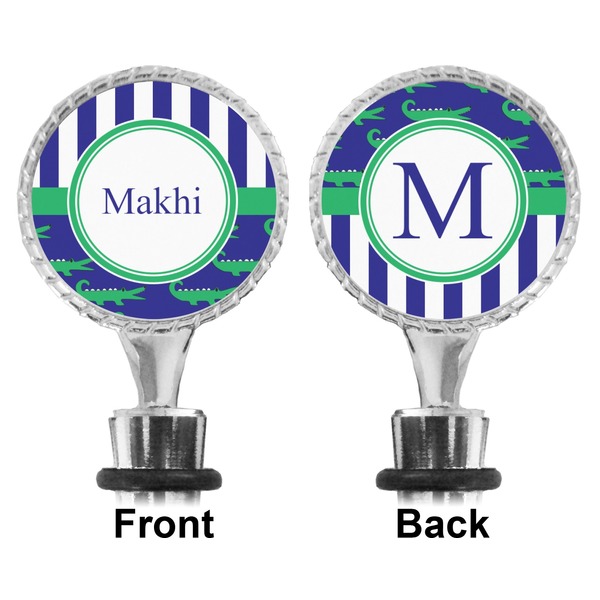 Alligators & Stripes Bottle Stopper - Front and Back