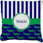 Alligators & Stripes Faux-Linen Throw Pillow 18" (Personalized)