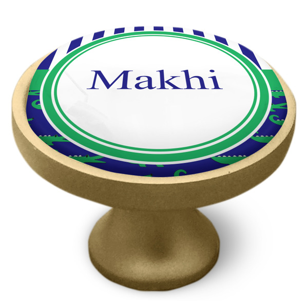 Alligators & Stripes Cabinet Knob - Gold - Side