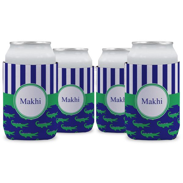 Custom Alligators & Stripes Can Cooler (12 oz) - Set of 4 w/ Name or Text